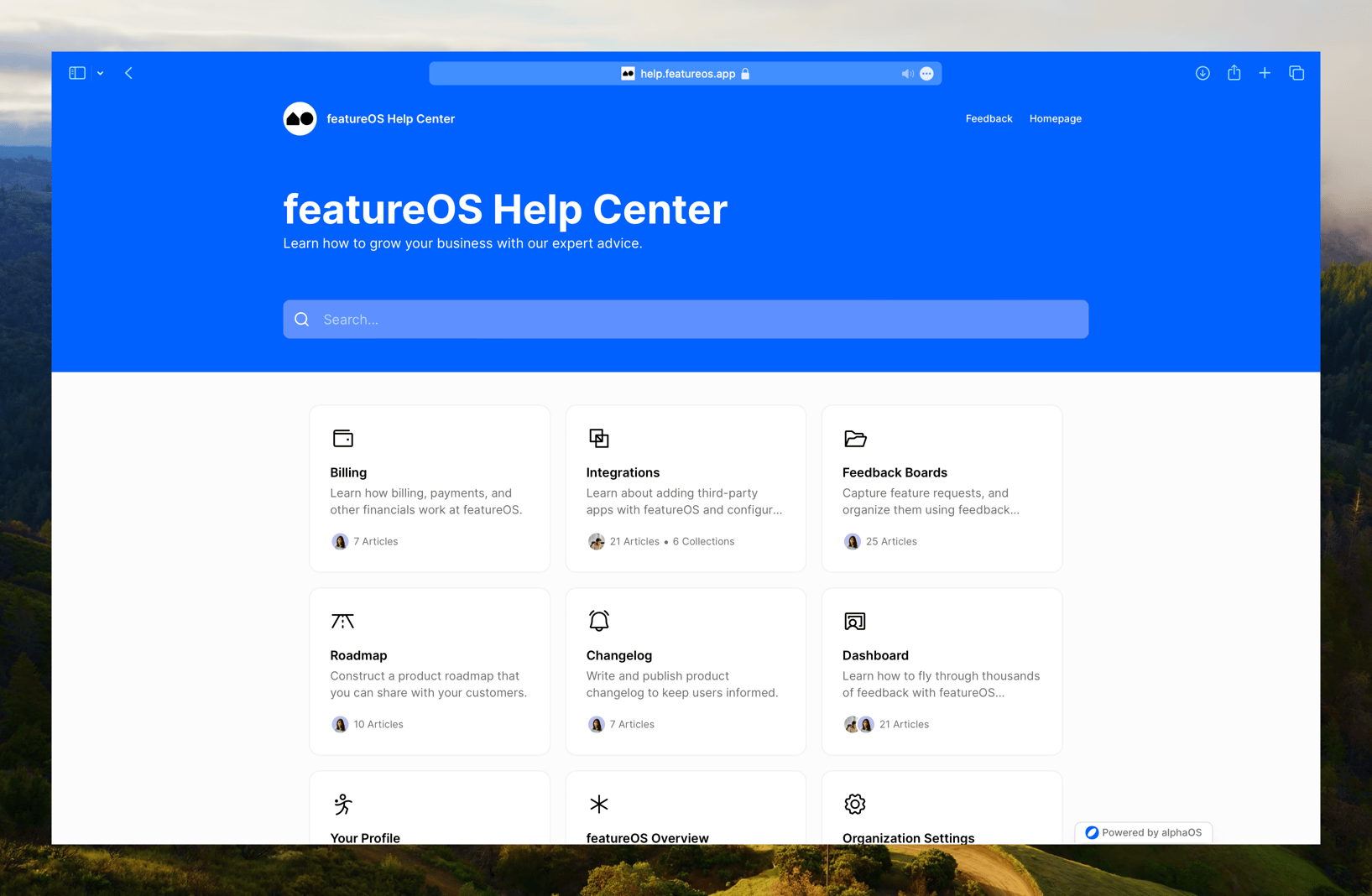 featureOS Knowledge Base Features