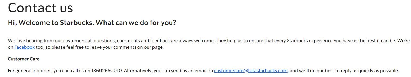 Customer Feedback Example from Starbucks