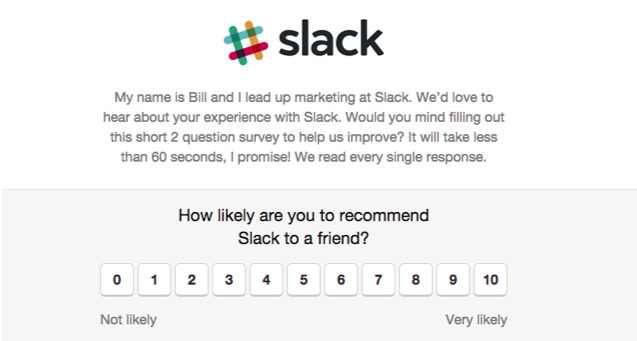 Customer Feedback Example from Slack