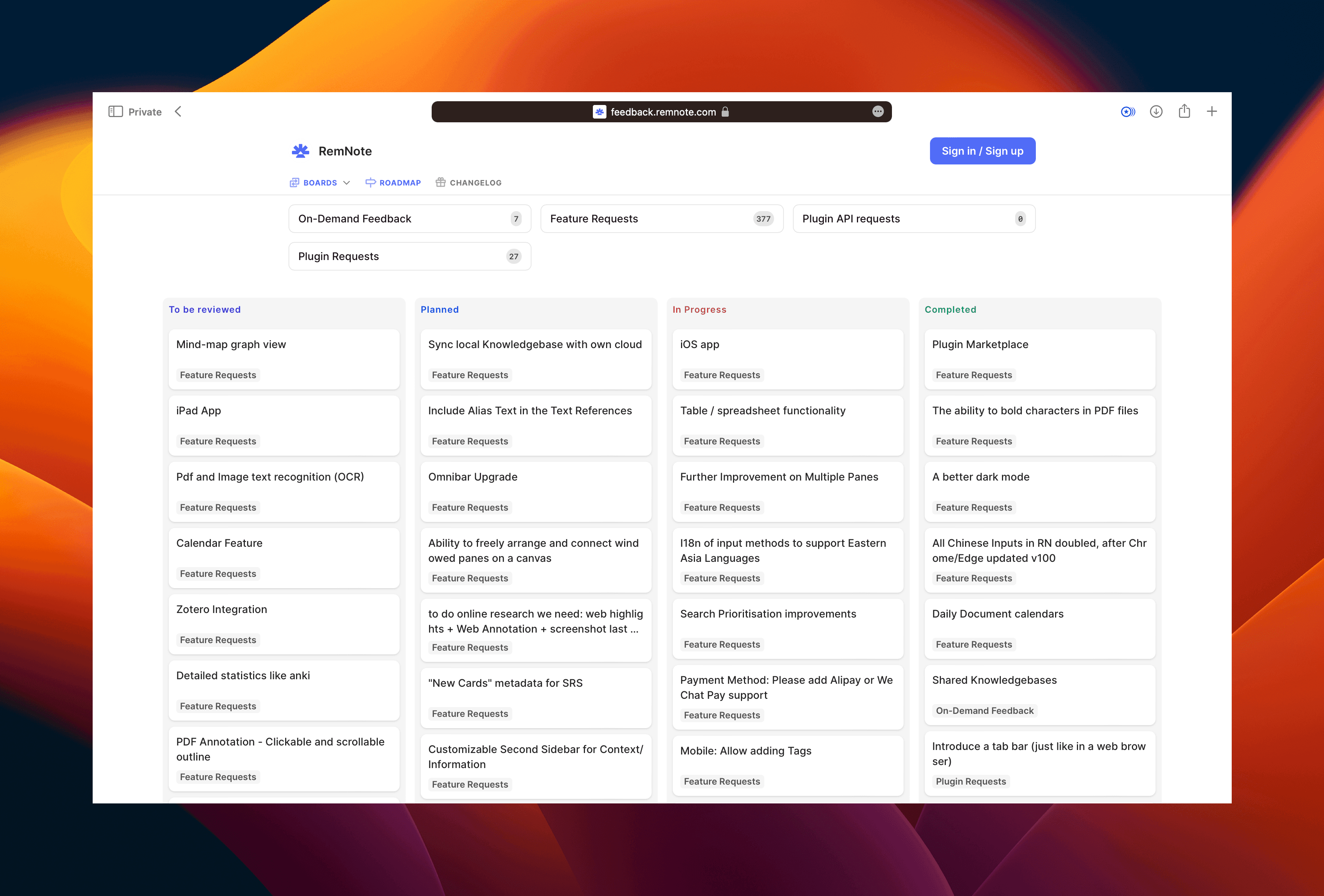 Remnote app product roadmap