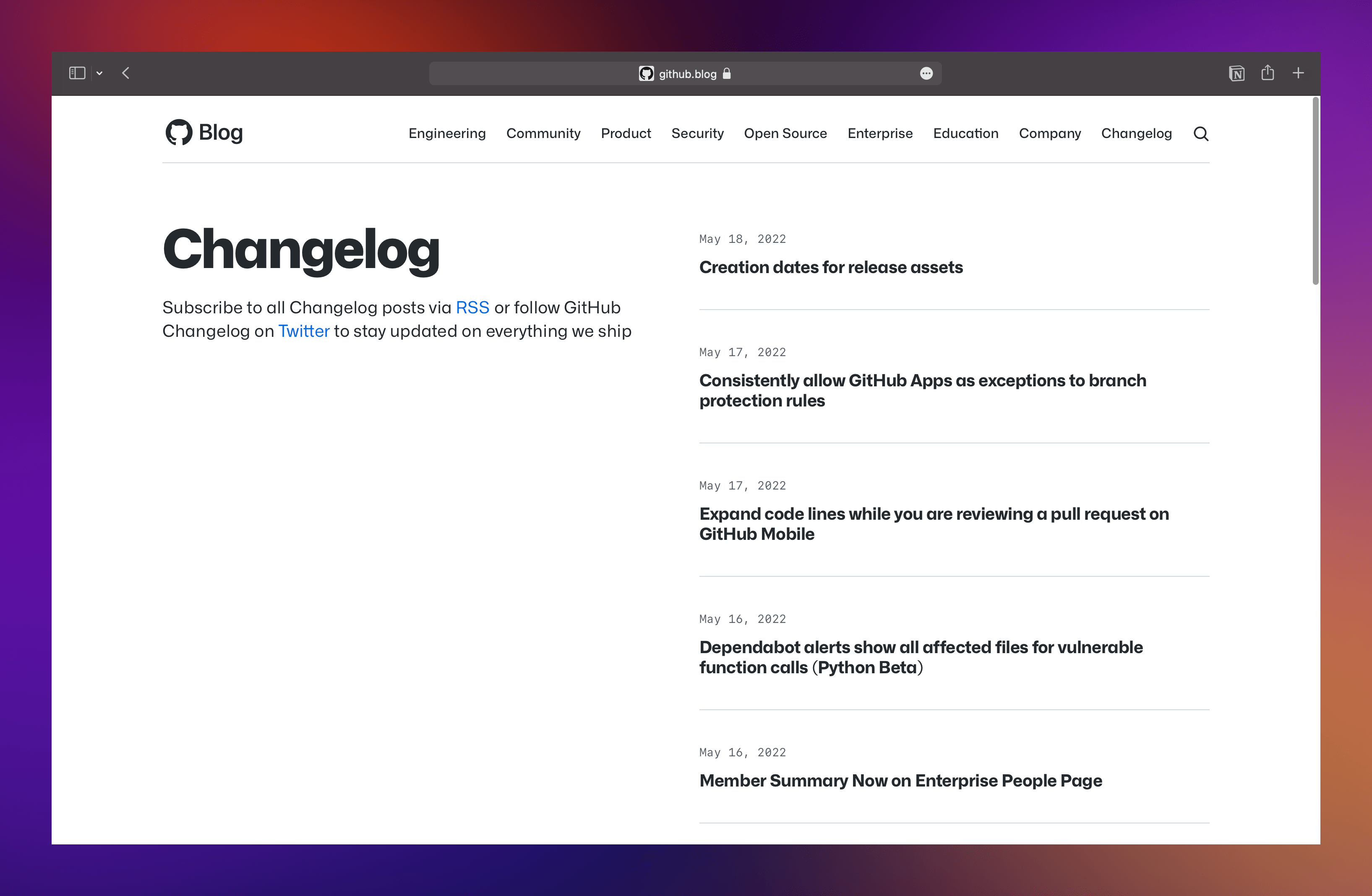 Product changelog software