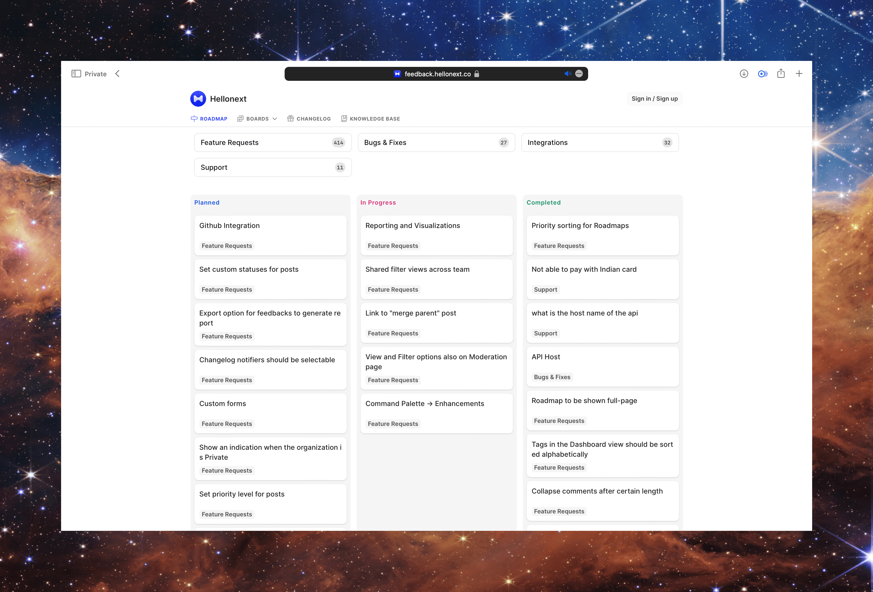featureOS Product Roadmap Example