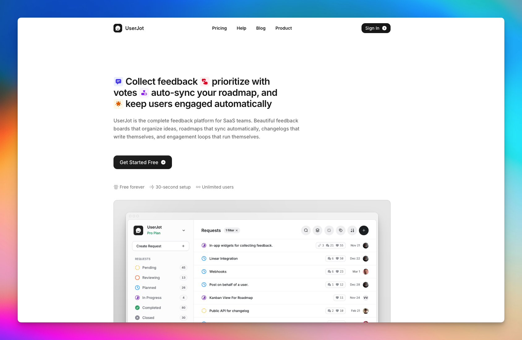 Userjot - For free feedback collection and management
