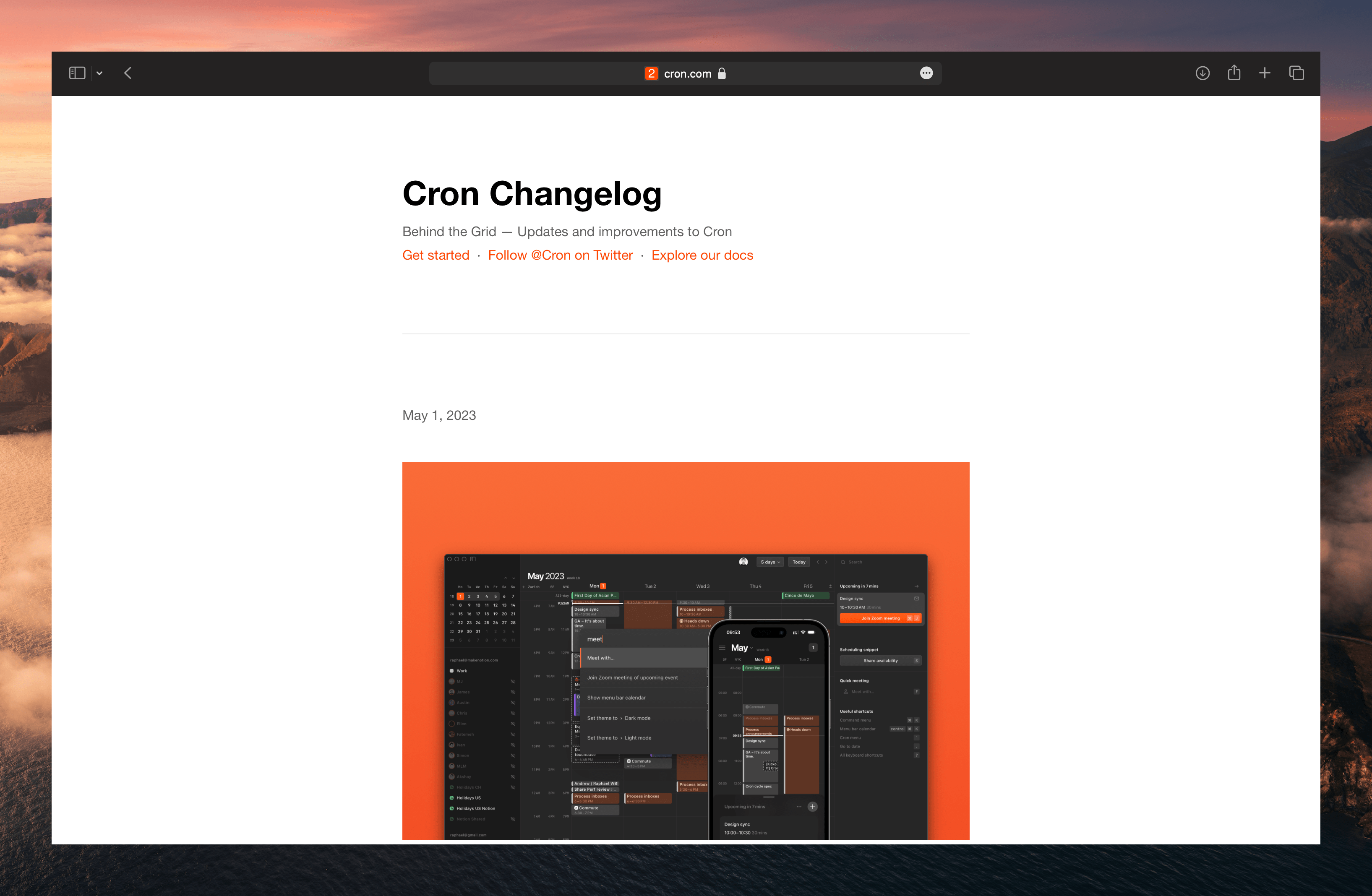 Release notes of Cron calendar for macOS and iOS