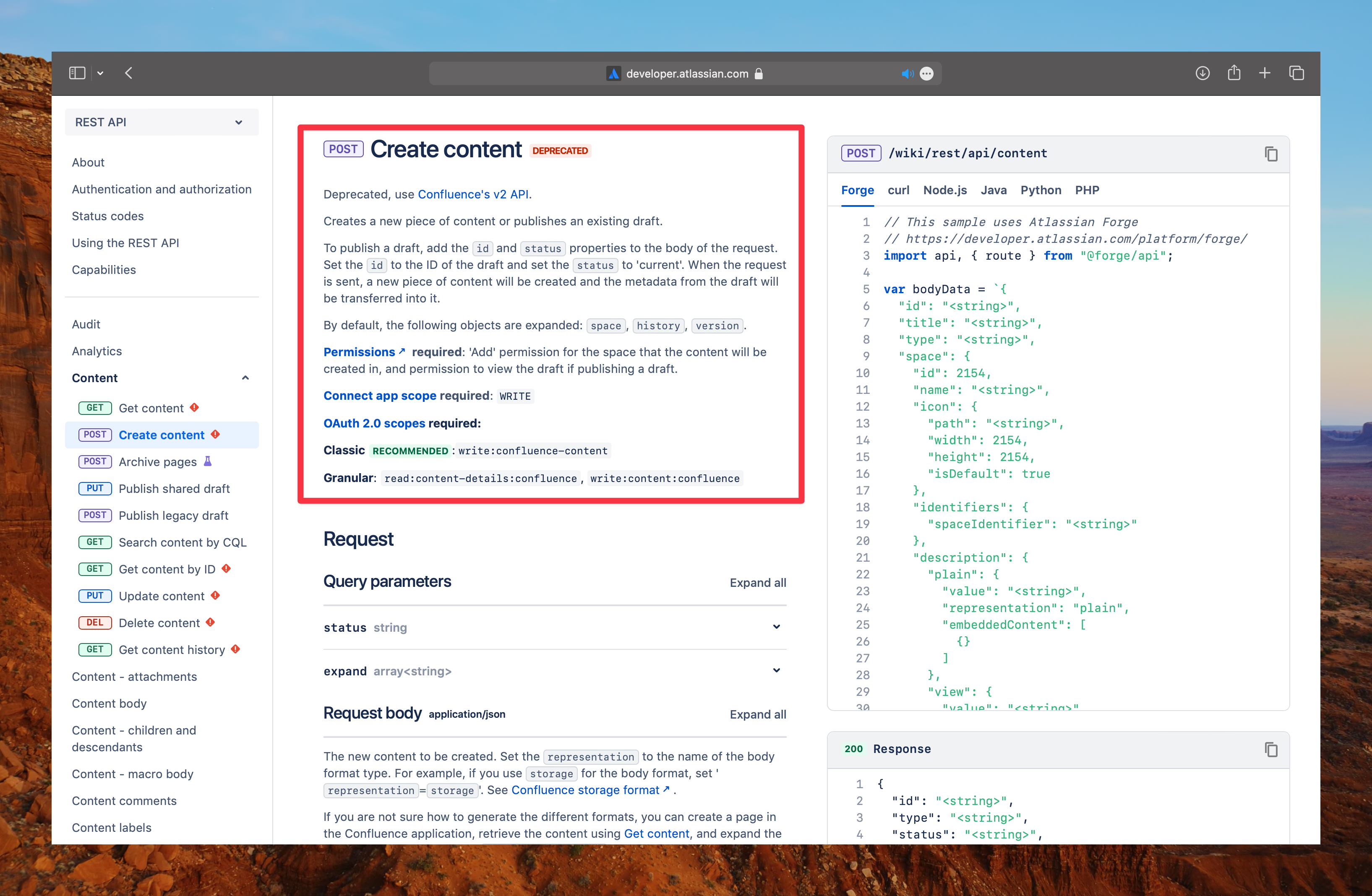 Confluence API for Create Articles