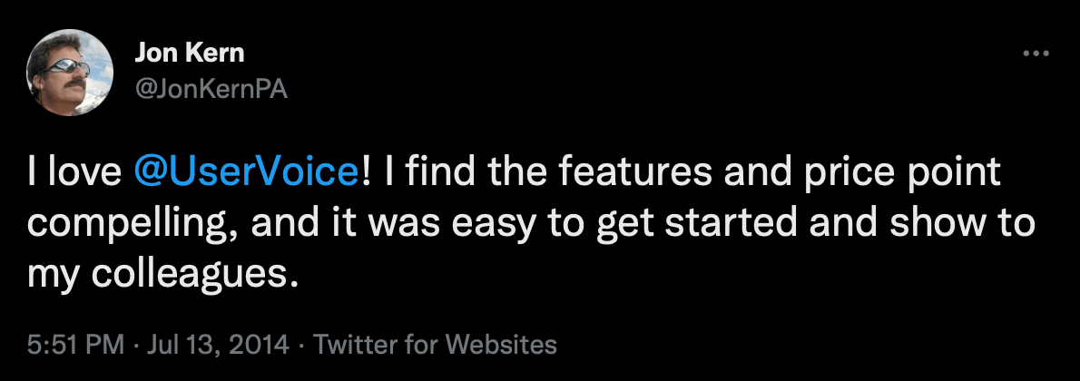 UserVoice Pricing Cry on Twitter