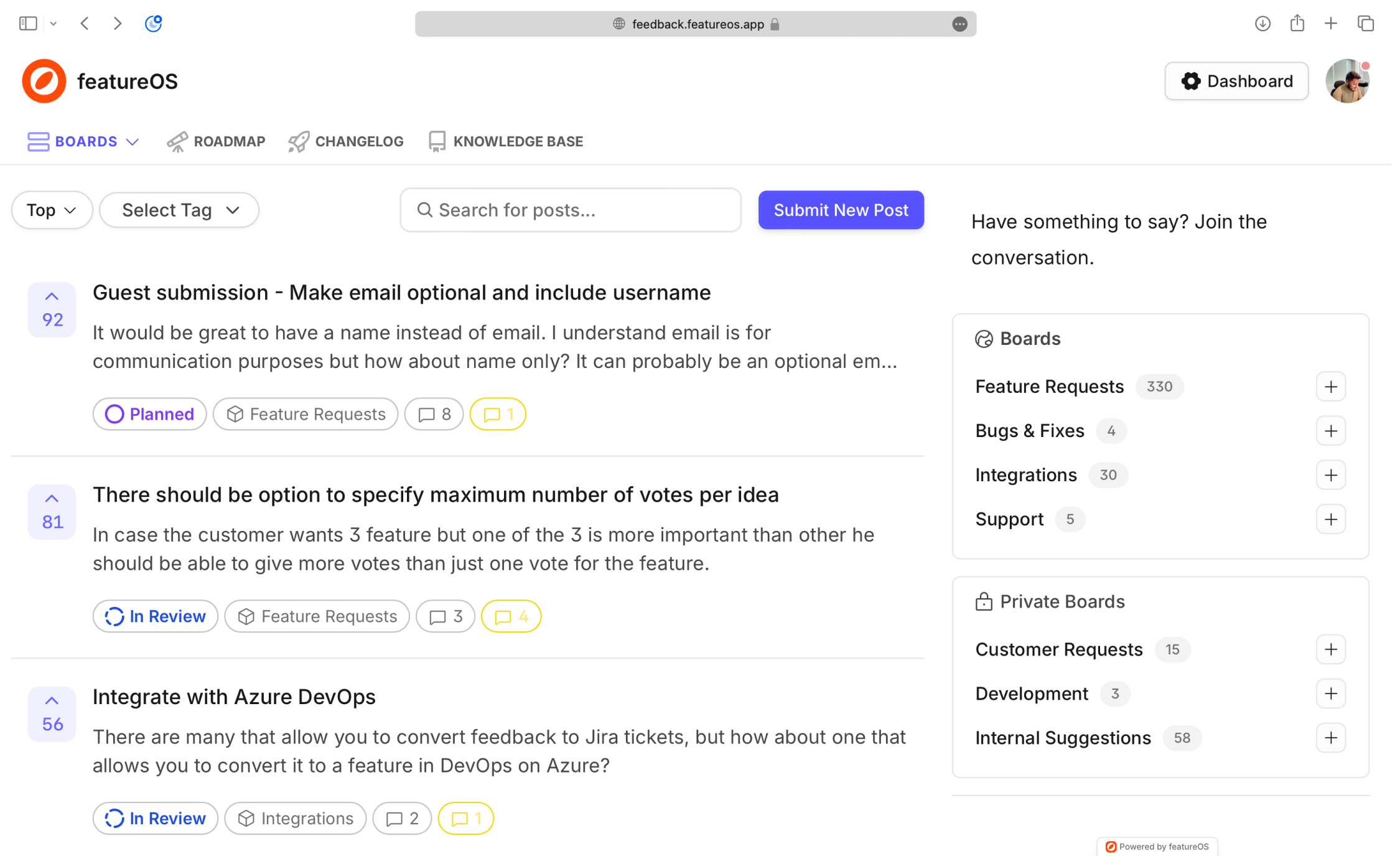 collecting feedback and showcasing product roadmap