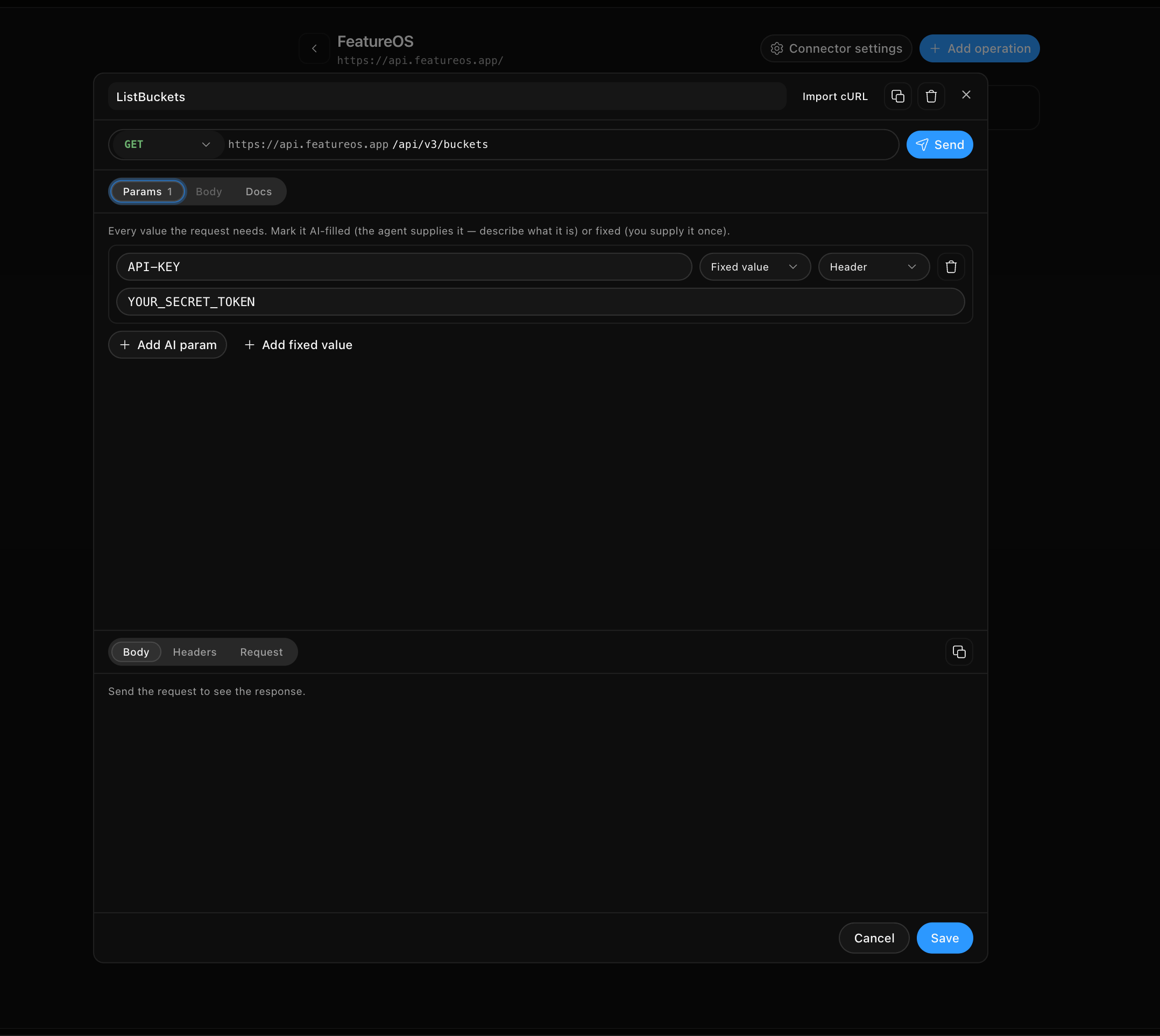 The old editor: parameters and body as two disconnected boxes